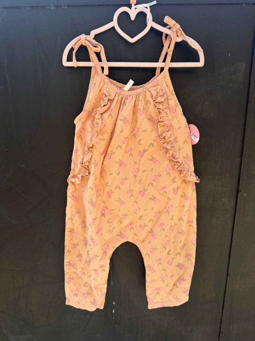 Peach Floral Ruffle Romper for Girls